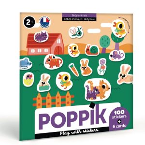 6 cartes + 100 stickers BÉBÉS ANIMAUX (2 ans et +)