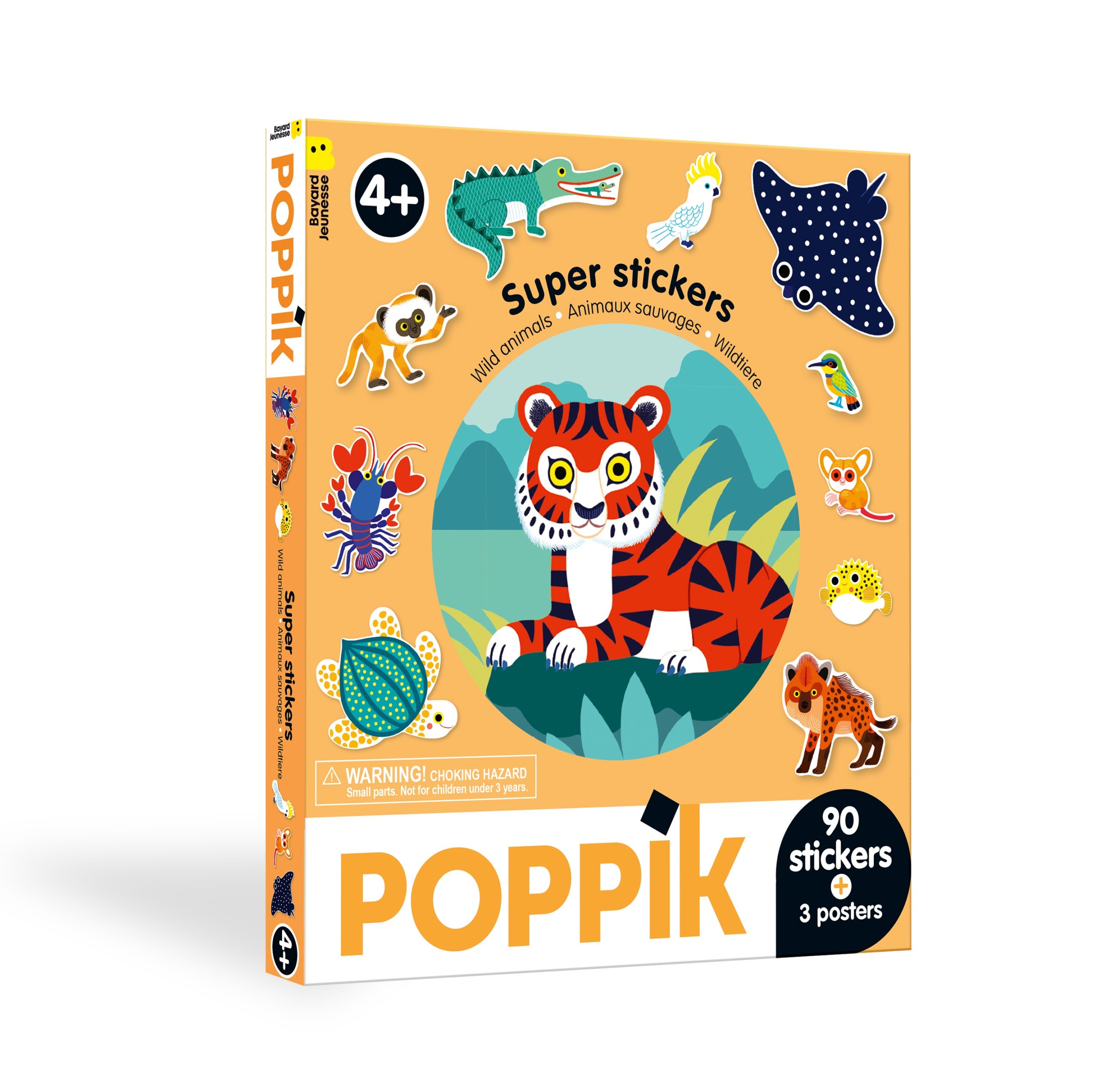 3 posters + 90 stickers ANIMAUX SAUVAGES (4 +)