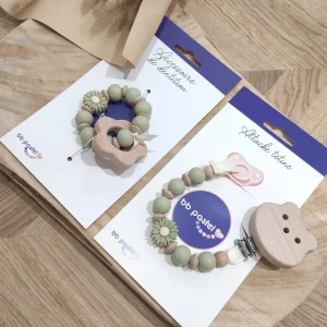 Lot de 10 coffrets duo marguerite vert sage