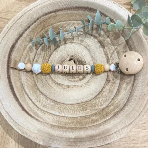 Attache tétine moutarde