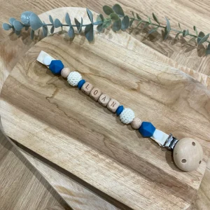 Attache tétine bleu canard