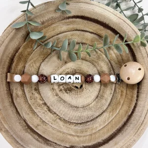 Attache tétine feuille d’automne kamel