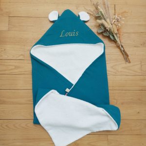 Cape de bain doublée en gaze de coton