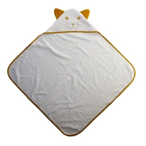 Cape de bain chat moutarde