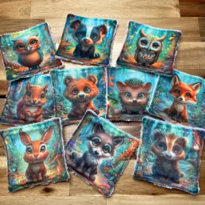 Lingettes lavables – Animaux de la foret