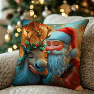 Housse de coussin – Père Noël renne