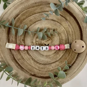 Attache tétine pink flower et framboise